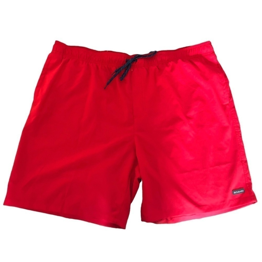 Columbia Swim Trunks Drawstring Waist Mesh Lining Pickets Size XXL RED Vacation